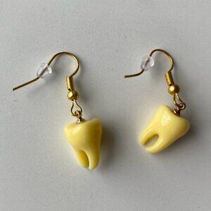 Handmade Mini Teeth Earrings GOLD STAINLESS STEEL Whimsigoth